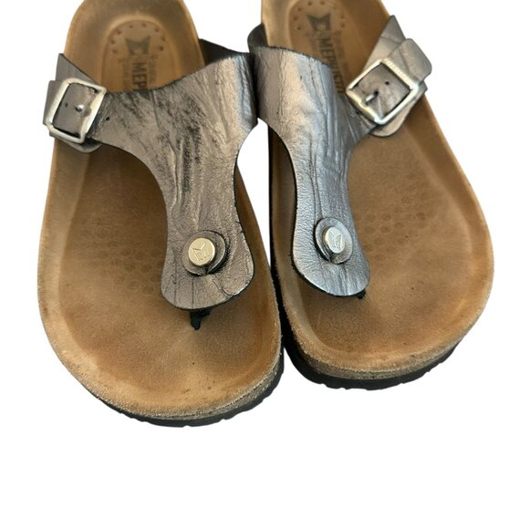 Mephisto Melinda Grey Metallic Silver Sandals Slip On Slides Size 40 10 Women's - Picture 5 of 11